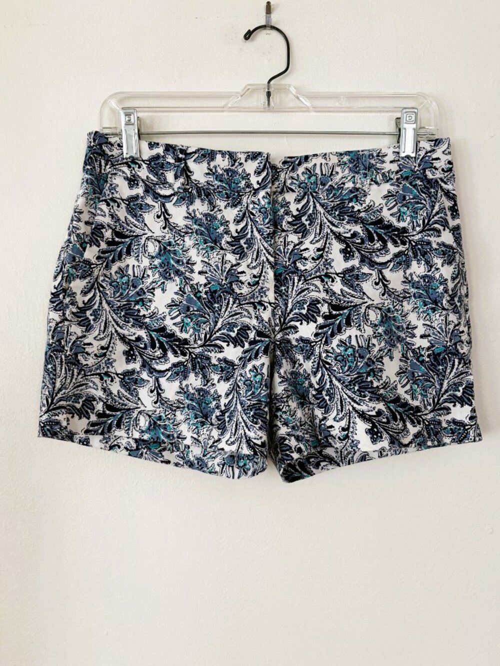 Kenar Women’s Floral Shorts Size 4 Blue White Turquoise Cotton Blend